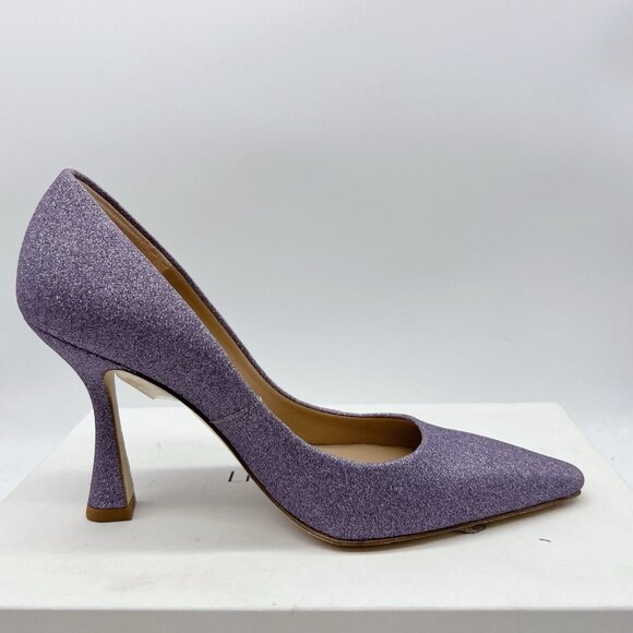 LK Bennett Dazzle Glitter Lilac Fabric Pointed Toe Flared Heel Pumps EU 38 US 8 - Picture 8 of 13